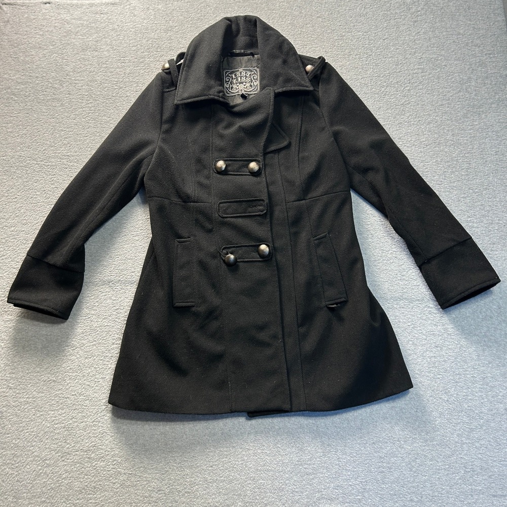 Last Kiss Military Peacoat Womens Large Black Gothic Alternative Punk Emo Jacket